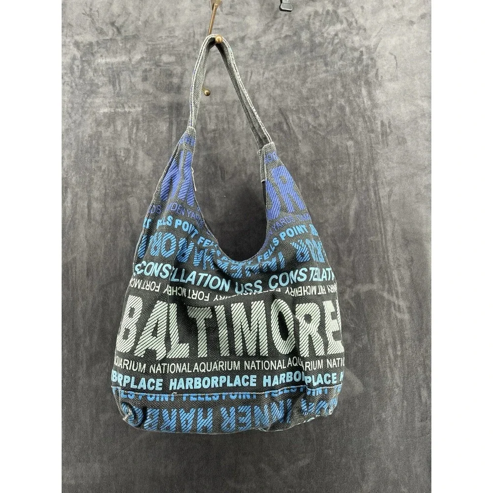 Robin Ruth Baltimore Canvas Hobo Shoulder Bag Harborplace Travel Souvenir Blue